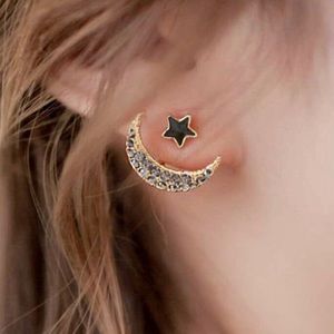 Gold & Black Moon & Stars Jacket Earrings